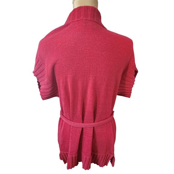 Jones New York Pink Short Sleeve Cardigan Sweater with Tie Size Medium - Picture 4 of 6